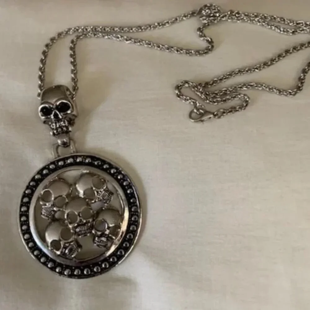 Vintage Skull and Medallion Necklace (Mens Listing)